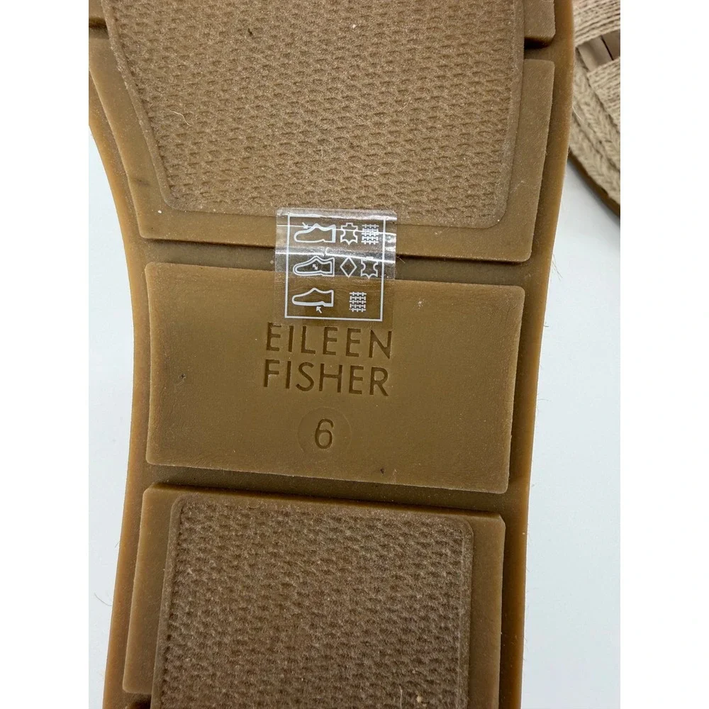 Eileen Fisher Womens Jute Triple Strap Platform Espadrille Slide Sandals Size 6